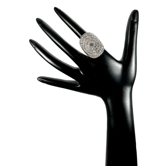 Gypsophila Ring Whispers Elegance Shiny Cubic Zirconia Sparkly Halo Ring - Picture 11 of 12